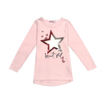 Dívčí triko - tunika s hvězdou - flitry
