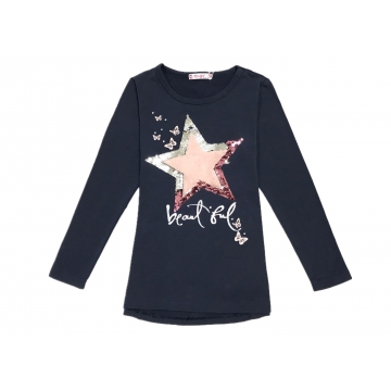 Dívčí triko - tunika s hvězdou - flitry